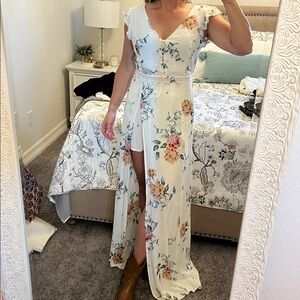 Floral boho country style maxi dress romper